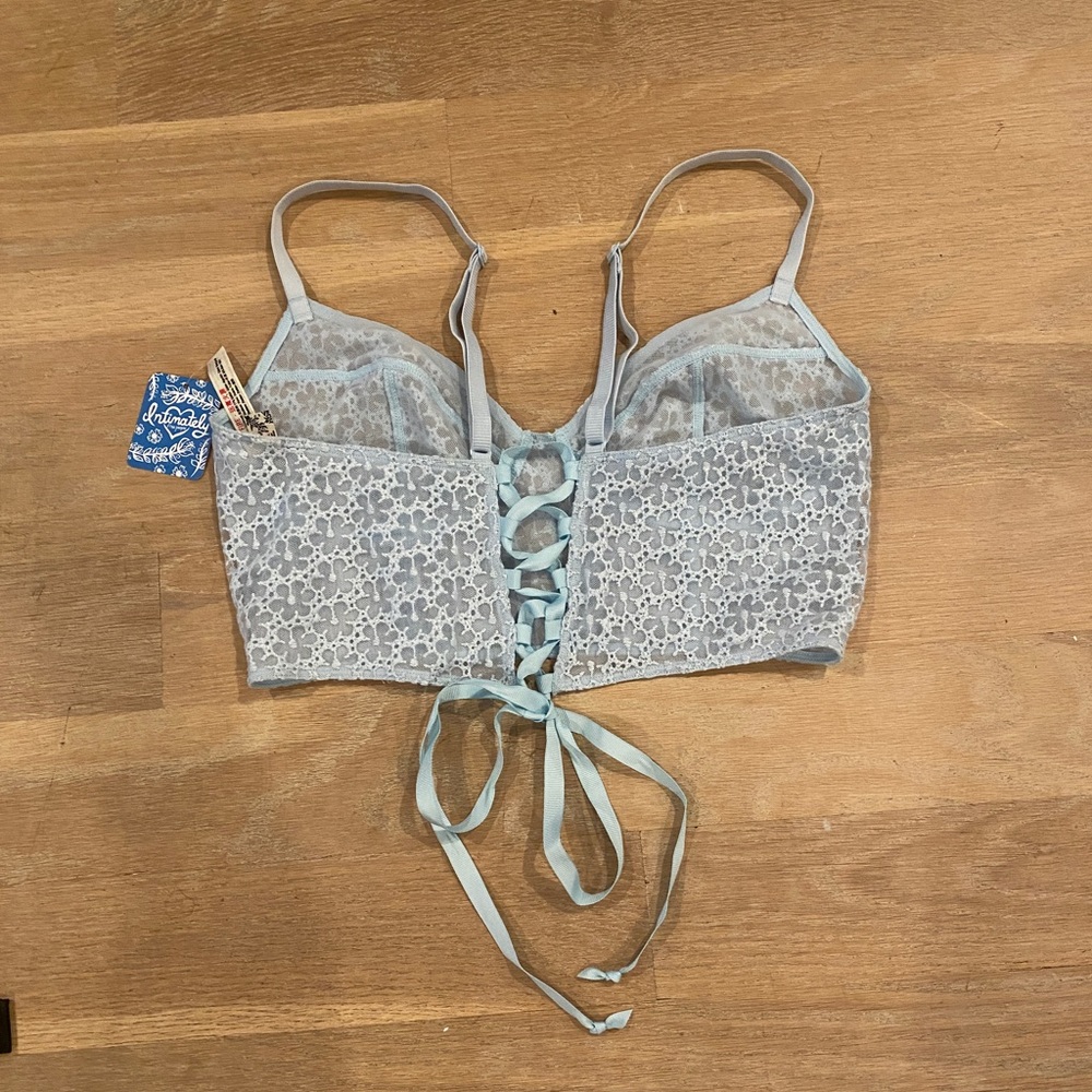 New free people baby blue corset bralette baby blue sparkle size small. - Picture 3 of 5